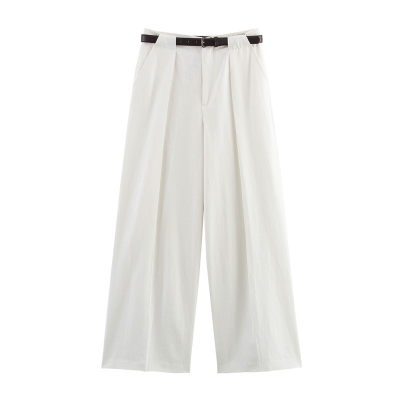 Vest And Belted Pleated Pants Two-piece Set high quality